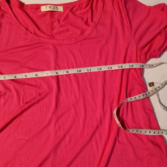 Womens Pink THJS A-Line Dress Size M Rayon & Spandex V-neckline Style# 401RYCH - Picture 4 of 10